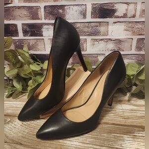 Saks 5th Avenue Cady Black Leather Pumps 3.5" Heel  Size 7